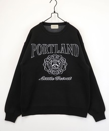【GROOVY STORE】ダブルジャカード スウェットライク デザインニットクルー ワイドシルエット