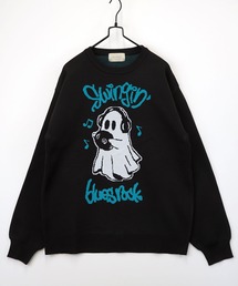 【GROOVY STORE】ダブルジャカード スウェットライク デザインニットクルー ワイドシルエット