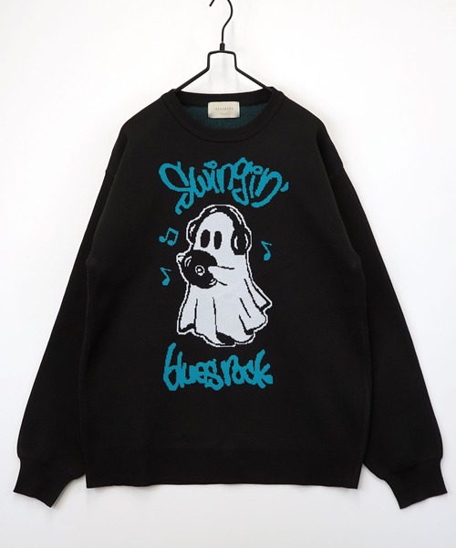 Burner（バーナー）の「【GROOVY STORE】ダブルジャカード スウェットライク デザインニットクルー ワイドシルエット（スウェット・メンズ・ブラック系その他4/チャコール/ダークグリーン系1/ダークグリーン系2/ネイビー/インディゴブルー/ダークインディゴブルー/オフホワイト/ブラック系その他3/ブラック系その他5/ダークグリーン/ネイビー系/アイボリー/ブラック/ブラック系その他2/チャコールグレー/ライトホワイト/ブラック系その他6・M/L/LL）」の9枚目の写真