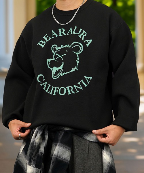 Burner（バーナー）の「【GROOVY STORE】ダブルジャカード スウェットライク デザインニットクルー ワイドシルエット（スウェット・メンズ・ブラック系その他4/チャコール/ダークグリーン系1/ダークグリーン系2/ネイビー/インディゴブルー/ダークインディゴブルー/オフホワイト/ブラック系その他3/ブラック系その他5/ダークグリーン/ネイビー系/アイボリー/ブラック/ブラック系その他2/チャコールグレー/ライトホワイト/ブラック系その他6・M/L/LL）」の5枚目の写真