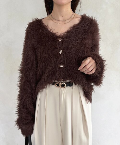 Thevon(ゼボン)の「ニュアンスボタンボリュームシャギーカーディガン(カーディガン/ボレロ・レディース・アイボリー/ブラウン/ベージュ・FREE)」の9枚目の写真