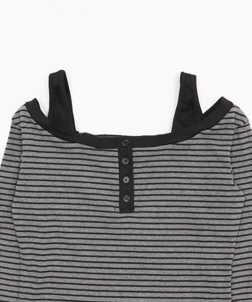 dispark(ディスパーク)の「DISPARK/ロゴ刺繍ボーダーデザイントップ(Tシャツ/カットソー・レディース・アイボリー/チャコールグレー・FREE)」の7枚目の写真