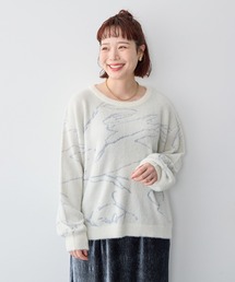 【anyfee/大きいサイズ】ニュアンス柄ショートフェザーニット(2025AW)