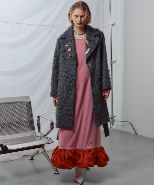 yae（ヤエ）の「Ballon hem strechy dress / バルーンヘムストレッチドレス（ワンピース・レディース・ブラック/ピンク・38/36）」の11枚目の写真
