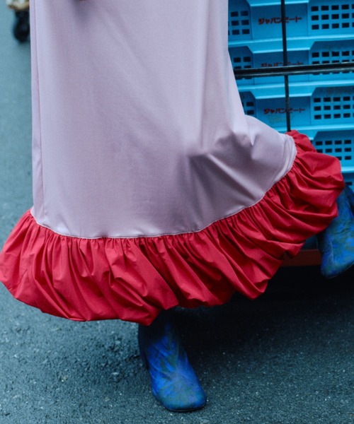 Ballon hem strechy dress / バルーンヘムストレッチドレス