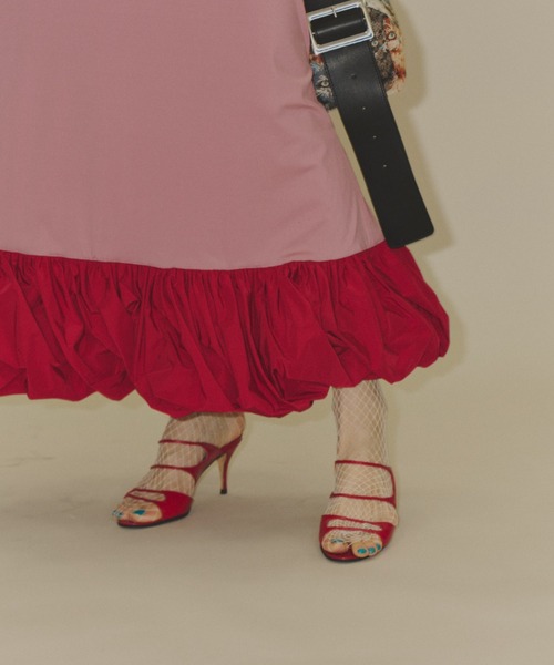 yae（ヤエ）の「Ballon hem strechy dress / バルーンヘムストレッチドレス（ワンピース・レディース・ブラック/ピンク・38/36）」の8枚目の写真