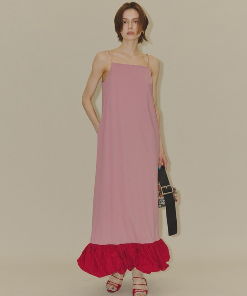 yae（ヤエ）の「Ballon hem strechy dress / バルーンヘムストレッチドレス（ワンピース・レディース・ブラック/ピンク・38/36）」の9枚目の写真