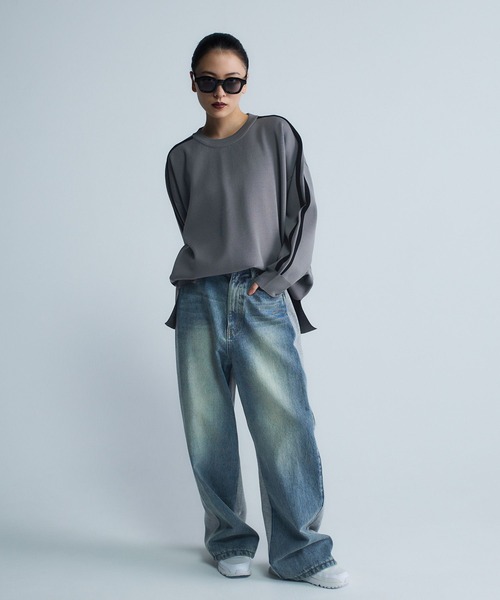 JEANASIS（ジーナシス）の「【Les Fleurs】ラインプルオーバーLS/612203（ニット/セーター・レディース・ブラック/ネイビー/グレー・FREE）」の6枚目の写真