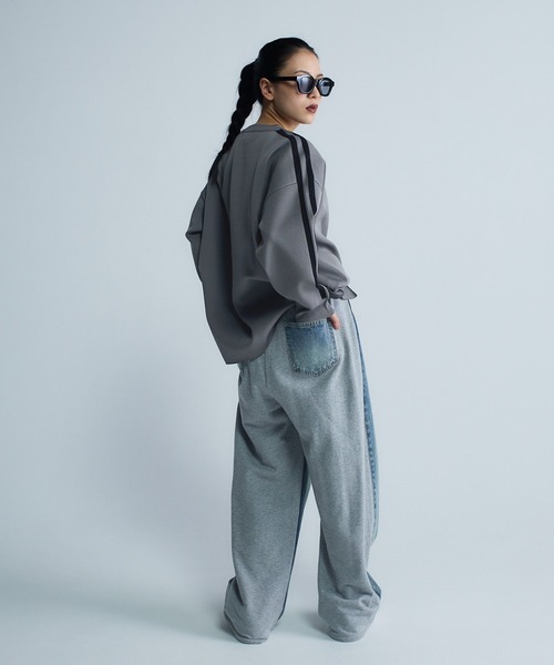 JEANASIS（ジーナシス）の「【Les Fleurs】ラインプルオーバーLS/612203（ニット/セーター・レディース・ブラック/ネイビー/グレー・FREE）」の7枚目の写真