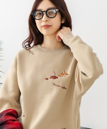 【TOM AND JERRY/トムとジェリー】刺繍 オーバーサイズ スウェットトレーナー