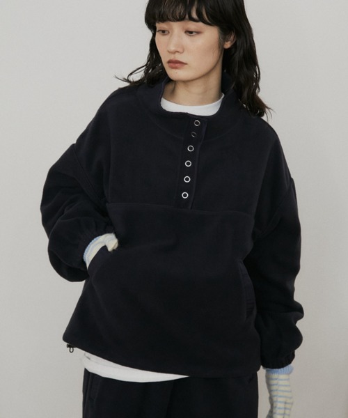 MERLOT(メルロー)の「スナップボタンフリース(その他トップス・レディース・ブラウン/ネイビー/ライトグレー・FREE)」の3枚目の写真