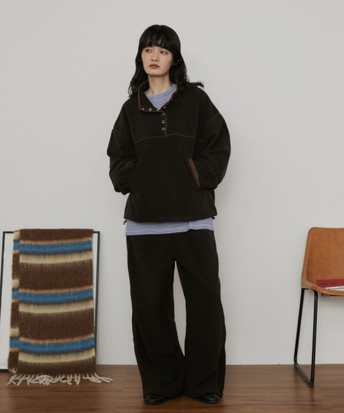 MERLOT(メルロー)の「スナップボタンフリース(その他トップス・レディース・ブラウン/ネイビー/ライトグレー・FREE)」の5枚目の写真