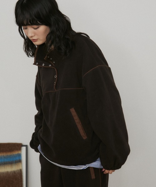 MERLOT(メルロー)の「スナップボタンフリース(その他トップス・レディース・ブラウン/ネイビー/ライトグレー・FREE)」の8枚目の写真