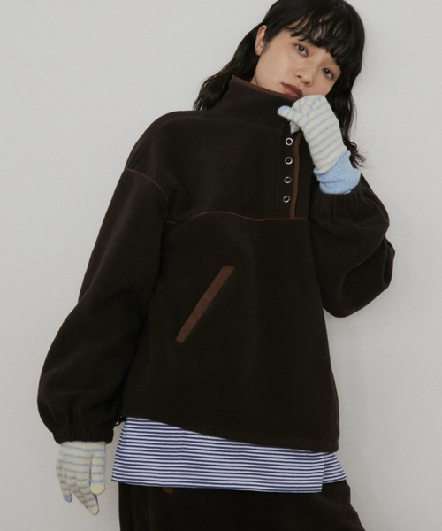 MERLOT(メルロー)の「スナップボタンフリース(その他トップス・レディース・ブラウン/ネイビー/ライトグレー・FREE)」の12枚目の写真