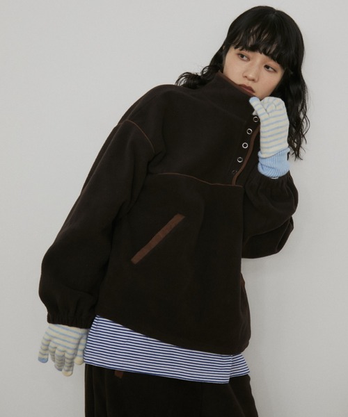 MERLOT(メルロー)の「スナップボタンフリース(その他トップス・レディース・ブラウン/ネイビー/ライトグレー・FREE)」の14枚目の写真