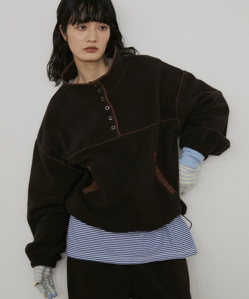 MERLOT(メルロー)の「スナップボタンフリース(その他トップス・レディース・ブラウン/ネイビー/ライトグレー・FREE)」の16枚目の写真