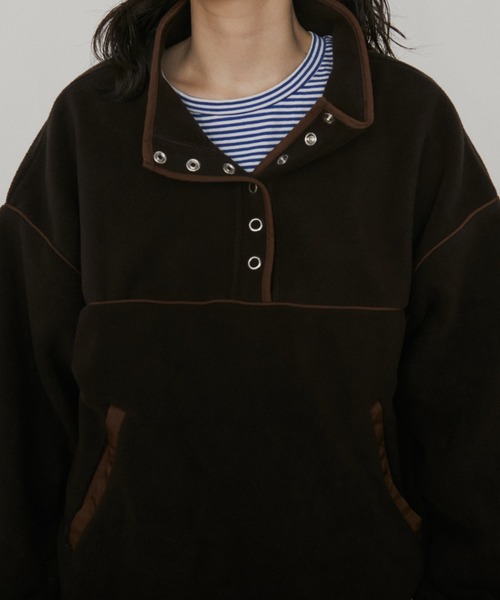 MERLOT(メルロー)の「スナップボタンフリース(その他トップス・レディース・ブラウン/ネイビー/ライトグレー・FREE)」の17枚目の写真