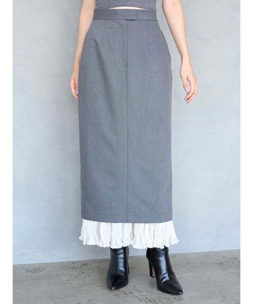 SNIDEL（スナイデル）の「プリーツドッキングナロースカート（スカート・レディース・ブラック/グレー/ストライプ・0/1）」の9枚目の写真