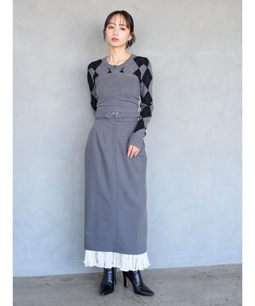 SNIDEL（スナイデル）の「プリーツドッキングナロースカート（スカート・レディース・ブラック/グレー/ストライプ・0/1）」の16枚目の写真