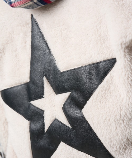 STUD MUFFIN（スタッドマフィン）の「STUD MUFFIN/スタッドマフィン/ネルチェック/ボア レザースター& サガラパッチワーク フーデッドシャツ（シャツ/ブラウス・メンズ・ブラック/ホワイト系2・3/4/2）」の20枚目の写真