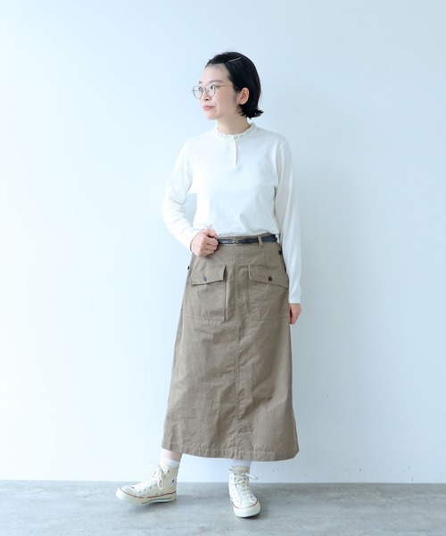 PAR ICI（パーリッシィ）の「コーマ天竺 ヘンリーネックフリルカットソー（Tシャツ/カットソー・レディース・ホワイト・FREE）」の9枚目の写真