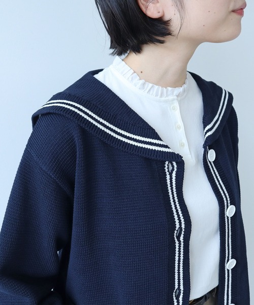 PAR ICI（パーリッシィ）の「コーマ天竺 ヘンリーネックフリルカットソー（Tシャツ/カットソー・レディース・ホワイト・FREE）」の14枚目の写真