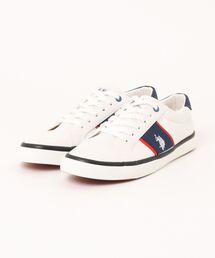 UNIIT（ユニット）の「【U.S. POLO ASSN./ユーエスポロアッスン】【トレンドに左右されずヘビーユースできる紐キャンバススニーカー】配色ライン コートソール キャンパス スニーカー（スニーカー）」