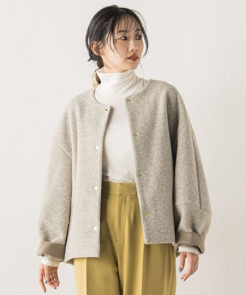 Droite lautreamont(ドロワットロートレアモン)の「イタリアンエアリーボンディングジャケット(その他アウター・レディース・チャコールグレー/ベージュ・M)」の2枚目の写真