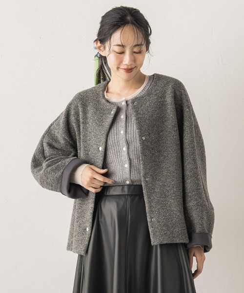 Droite lautreamont(ドロワットロートレアモン)の「イタリアンエアリーボンディングジャケット(その他アウター・レディース・チャコールグレー/ベージュ・M)」の1枚目の写真