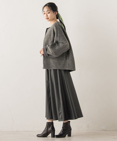 Droite lautreamont(ドロワットロートレアモン)の「イタリアンエアリーボンディングジャケット(その他アウター・レディース・チャコールグレー/ベージュ・M)」の21枚目の写真