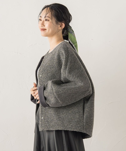 Droite lautreamont(ドロワットロートレアモン)の「イタリアンエアリーボンディングジャケット(その他アウター・レディース・チャコールグレー/ベージュ・M)」の5枚目の写真