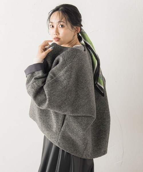 Droite lautreamont(ドロワットロートレアモン)の「イタリアンエアリーボンディングジャケット(その他アウター・レディース・チャコールグレー/ベージュ・M)」の6枚目の写真