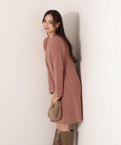 PROPORTION BODY DRESSING（プロポーションボディドレッシング）の「ウールブレンドラメ入りニットミニワンピース / 1215240115（ワンピース・レディース・グレー/ベージュ/ピンク・FREE）」の4枚目の写真