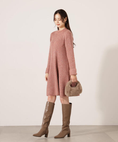 PROPORTION BODY DRESSING（プロポーションボディドレッシング）の「ウールブレンドラメ入りニットミニワンピース / 1215240115（ワンピース・レディース・グレー/ベージュ/ピンク・FREE）」の5枚目の写真