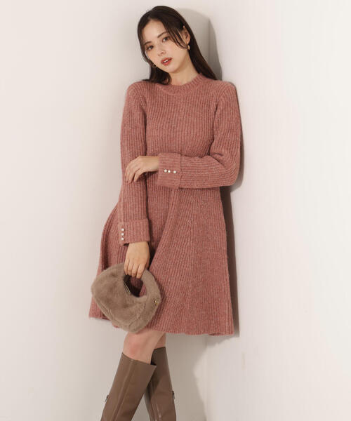 PROPORTION BODY DRESSING（プロポーションボディドレッシング）の「ウールブレンドラメ入りニットミニワンピース / 1215240115（ワンピース・レディース・グレー/ベージュ/ピンク・FREE）」の6枚目の写真