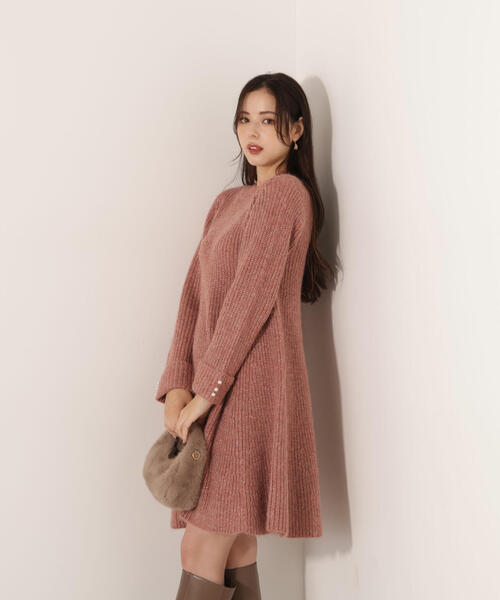 PROPORTION BODY DRESSING（プロポーションボディドレッシング）の「ウールブレンドラメ入りニットミニワンピース / 1215240115（ワンピース・レディース・グレー/ベージュ/ピンク・FREE）」の7枚目の写真