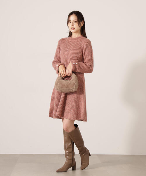 PROPORTION BODY DRESSING（プロポーションボディドレッシング）の「ウールブレンドラメ入りニットミニワンピース / 1215240115（ワンピース・レディース・グレー/ベージュ/ピンク・FREE）」の8枚目の写真