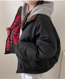 ダウンジャケット/コート（ブラック/黒色系・チェック柄