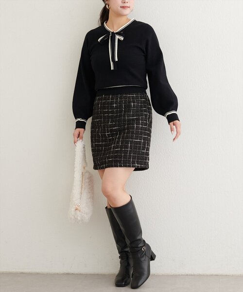 natural couture（ナチュラルクチュール）の「〈airi〉ツイードミニスカート（スカート・レディース・オフホワイト/ブラック・FREE）」の2枚目の写真