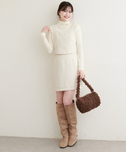 natural couture（ナチュラルクチュール）の「〈airi〉ツイードミニスカート（スカート・レディース・オフホワイト/ブラック・FREE）」の5枚目の写真