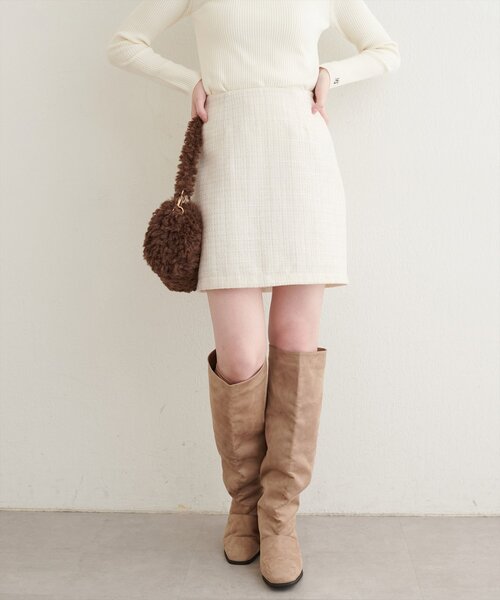 natural couture（ナチュラルクチュール）の「〈airi〉ツイードミニスカート（スカート・レディース・オフホワイト/ブラック・FREE）」の6枚目の写真