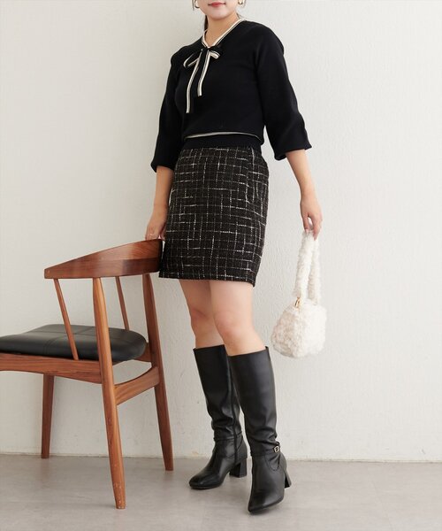 natural couture（ナチュラルクチュール）の「〈airi〉ツイードミニスカート（スカート・レディース・オフホワイト/ブラック・FREE）」の9枚目の写真