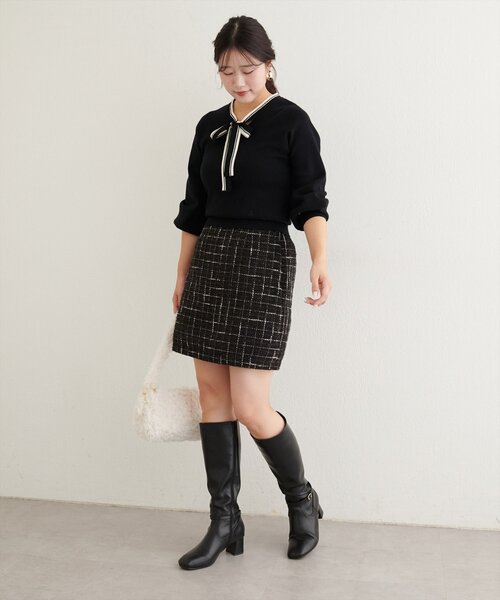 natural couture（ナチュラルクチュール）の「〈airi〉ツイードミニスカート（スカート・レディース・オフホワイト/ブラック・FREE）」の10枚目の写真