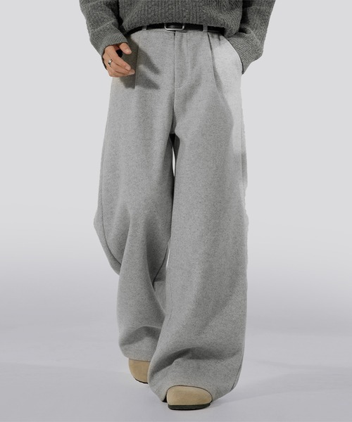 TOBEE(トゥビー)の「【TOBEE】重厚感 ツイード タック ワイドストレートパンツ(スラックス・メンズ・ダークグレー/ブラック/グレー・X-LARGE/LARGE/MEDIUM)」の3枚目の写真