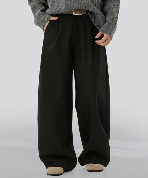 TOBEE(トゥビー)の「【TOBEE】重厚感 ツイード タック ワイドストレートパンツ(スラックス・メンズ・ダークグレー/ブラック/グレー・X-LARGE/LARGE/MEDIUM)」の5枚目の写真