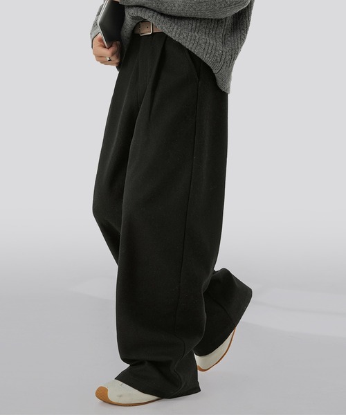 TOBEE(トゥビー)の「【TOBEE】重厚感 ツイード タック ワイドストレートパンツ(スラックス・メンズ・ダークグレー/ブラック/グレー・X-LARGE/LARGE/MEDIUM)」の8枚目の写真