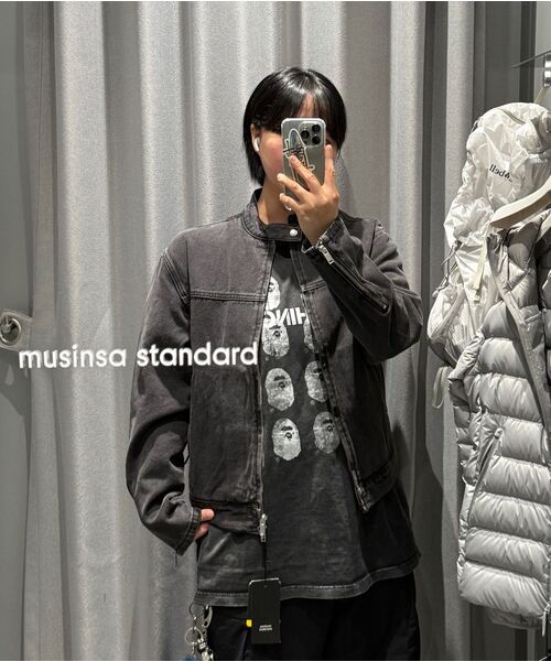 MUSINSA STANDARD（ムシンサスタンダード）の「デニムレーサージャケット [ウォッシュドブラック]（デニムジャケット・メンズ・その他・X-LARGE/XX-LARGE/MEDIUM/LARGE）」の9枚目の写真
