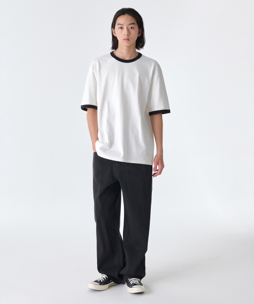 MUSINSA STANDARD（ムシンサスタンダード）の「リネンライクワイドデニムパンツ[ウォッシュドブラック]（デニムパンツ・メンズ・その他・40/38/42/36/34/32/29/30/31/33/26/27/28）」の2枚目の写真