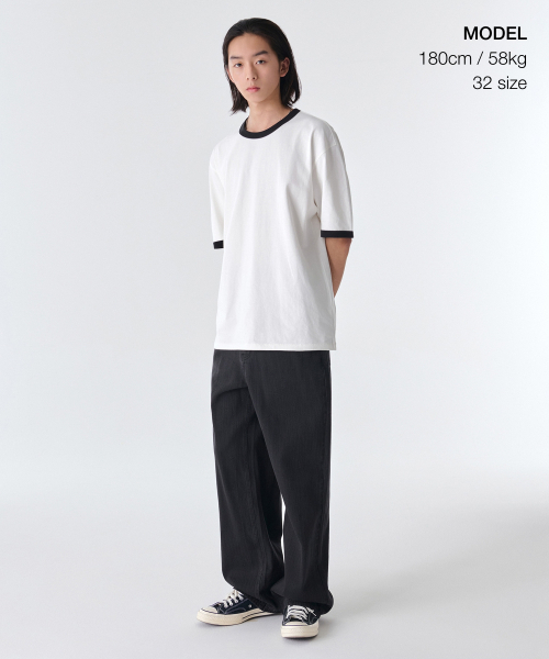 MUSINSA STANDARD（ムシンサスタンダード）の「リネンライクワイドデニムパンツ[ウォッシュドブラック]（デニムパンツ・メンズ・その他・40/38/42/36/34/32/29/30/31/33/26/27/28）」の3枚目の写真
