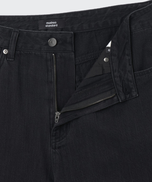 MUSINSA STANDARD（ムシンサスタンダード）の「リネンライクワイドデニムパンツ[ウォッシュドブラック]（デニムパンツ・メンズ・その他・40/38/42/36/34/32/29/30/31/33/26/27/28）」の5枚目の写真